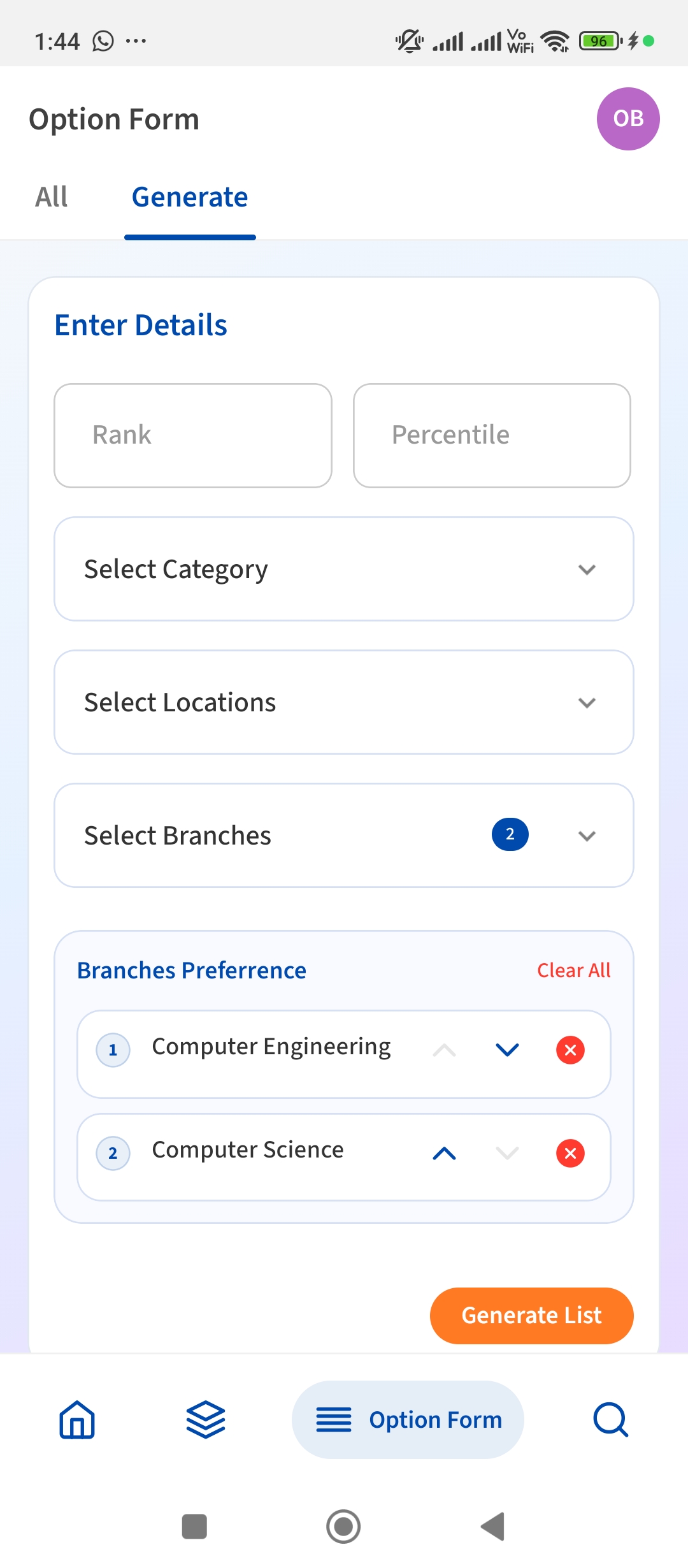 Smart Option Form Generator